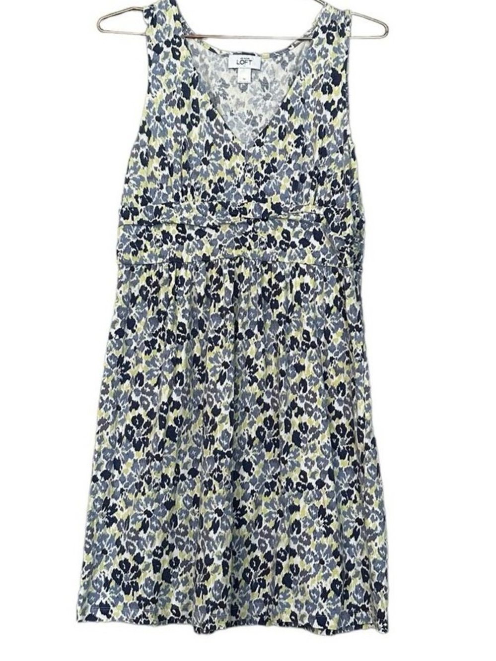 LOFT Navy, Olive & White Floral Sleeveless Dress